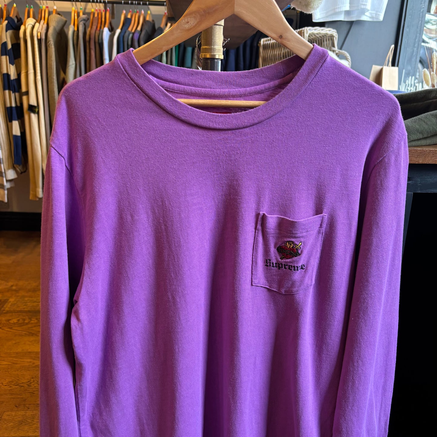 Supreme FW17 Heart Longsleeve Pocket T-Shirt Purple (Large)