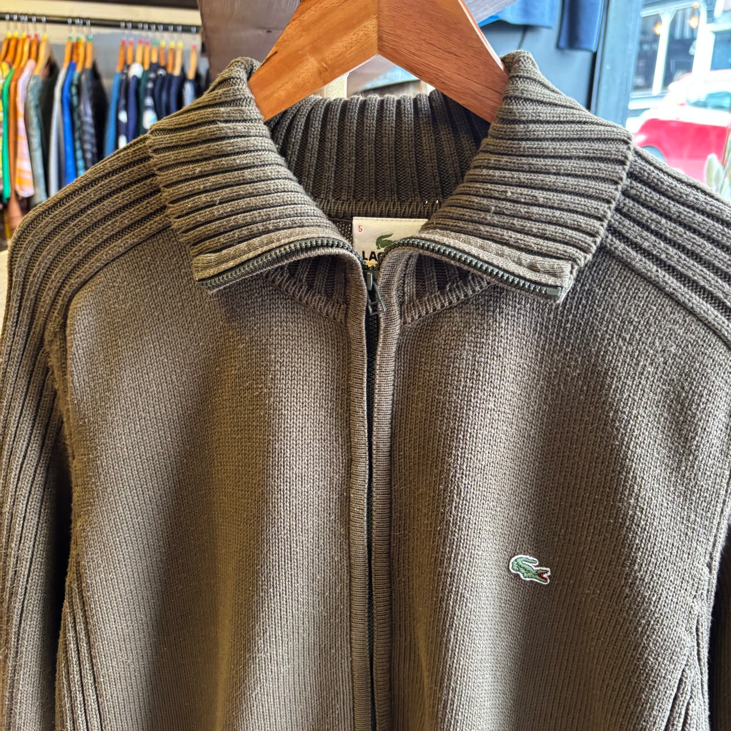Lacoste Full Zip Knit Jumper Green (Large)