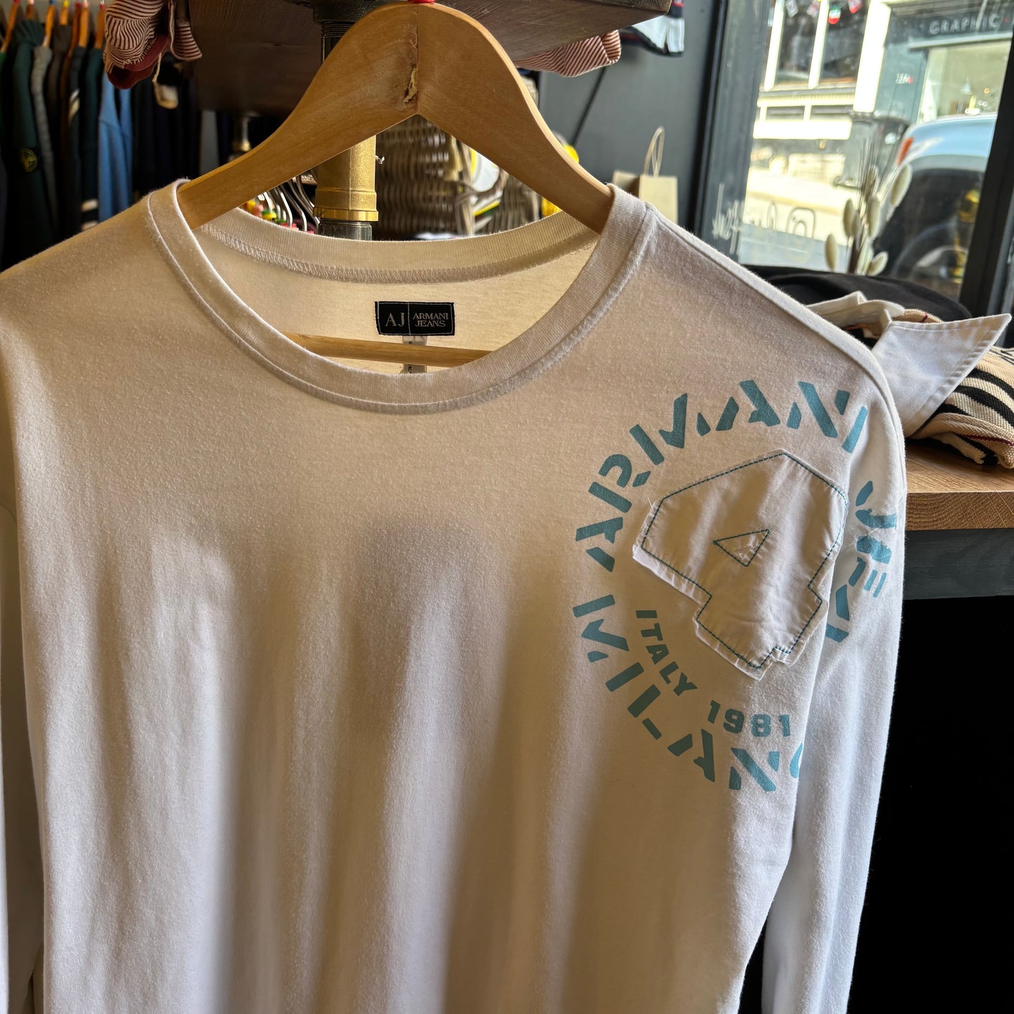 Armani Jeans Longsleeve Stitch Logo T-Shirt White (Large)