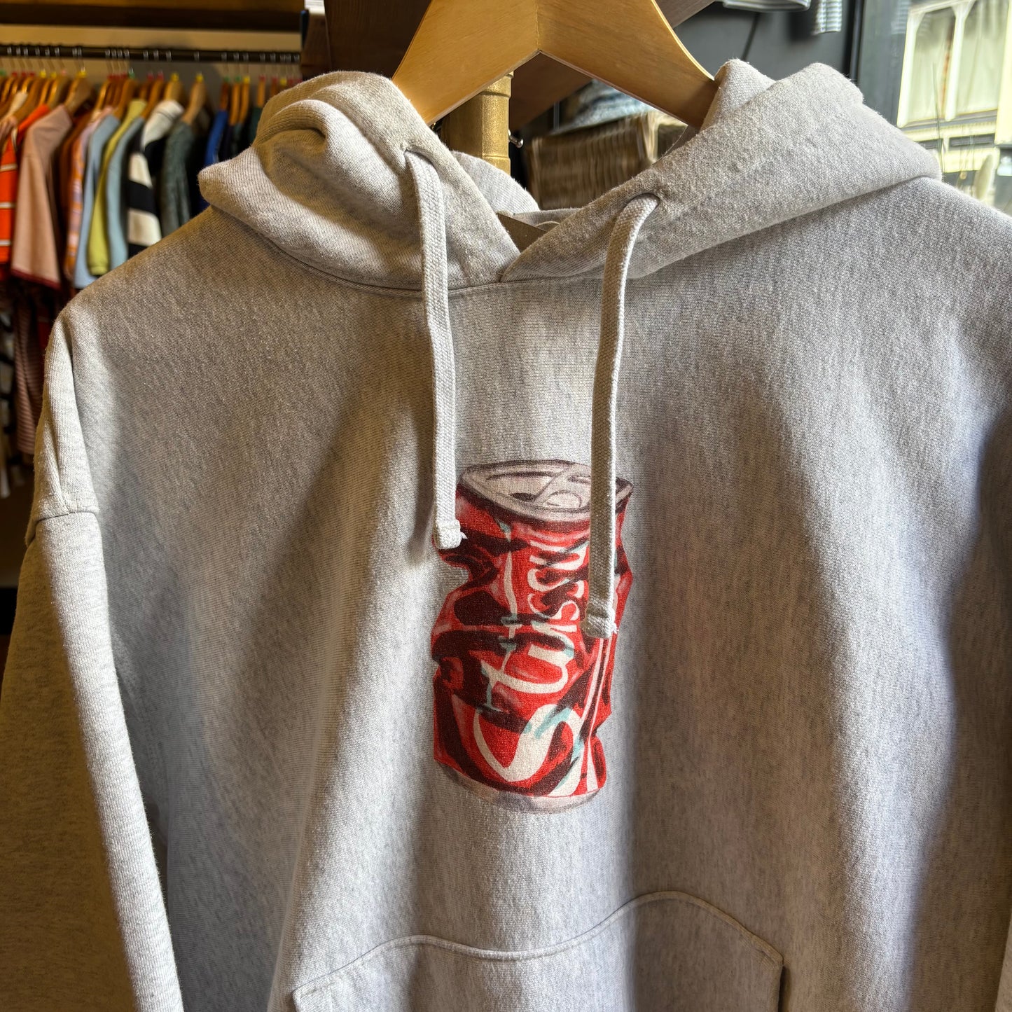 Stussy Soda Can Oversized Hoodie Grey (Medium)