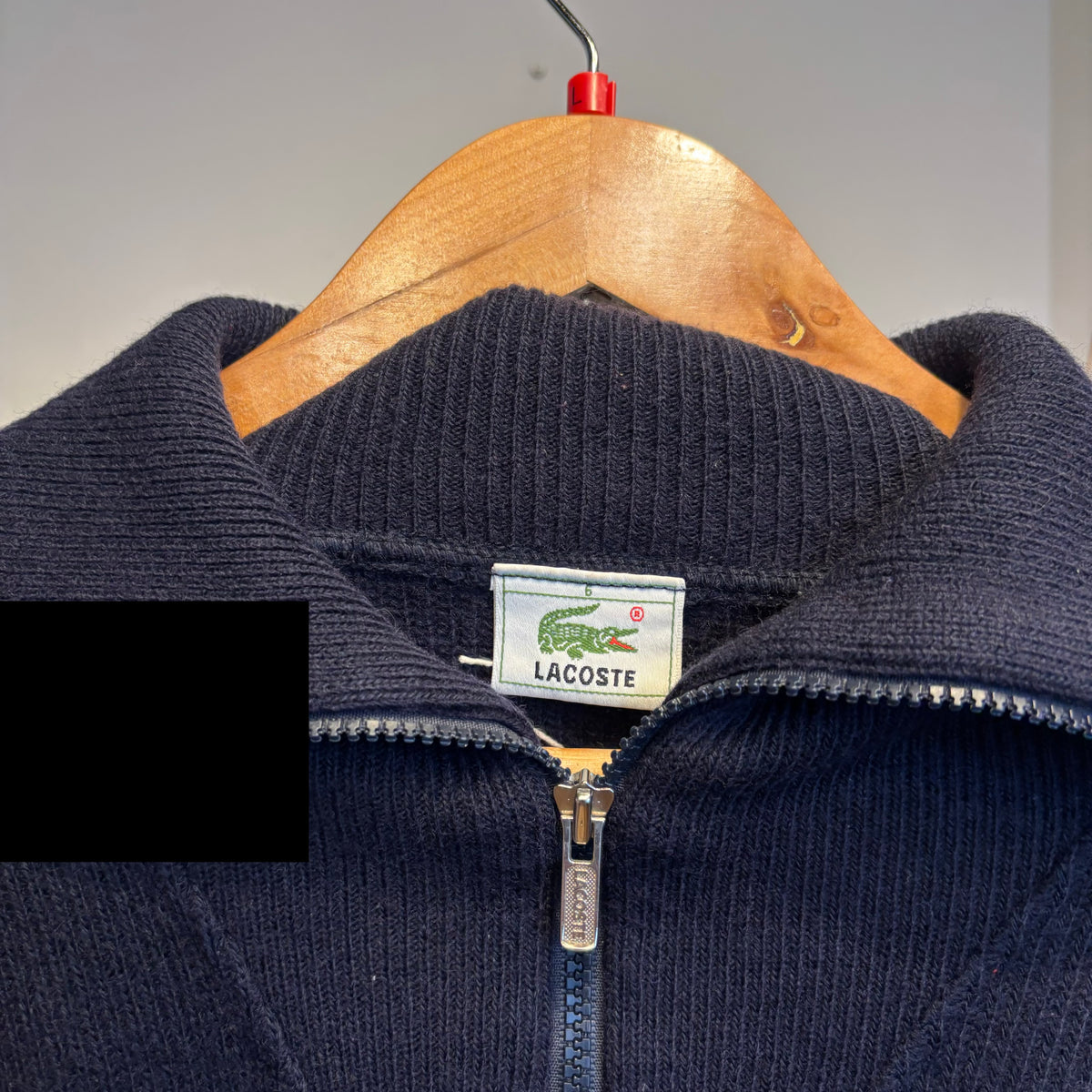 Lacoste Pullover Quarter Zip Knit Jumper Navy (Large)