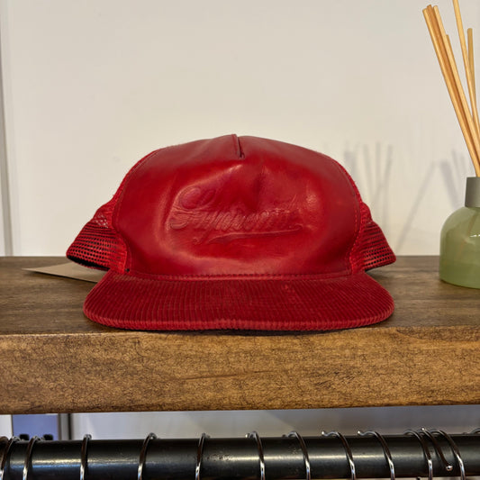 Supreme FW12 Leather/ Cord Cap Red