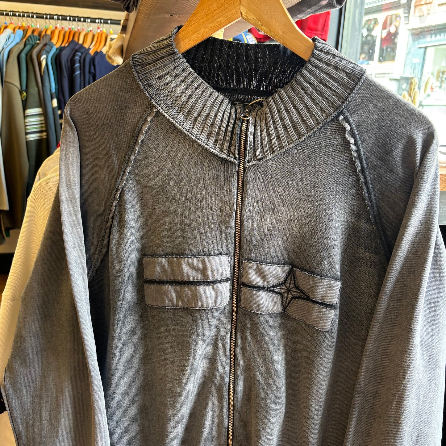 Stone Island Denims S/S 2007 Full Zip Lightweight Knit Jumper Grey (Large)