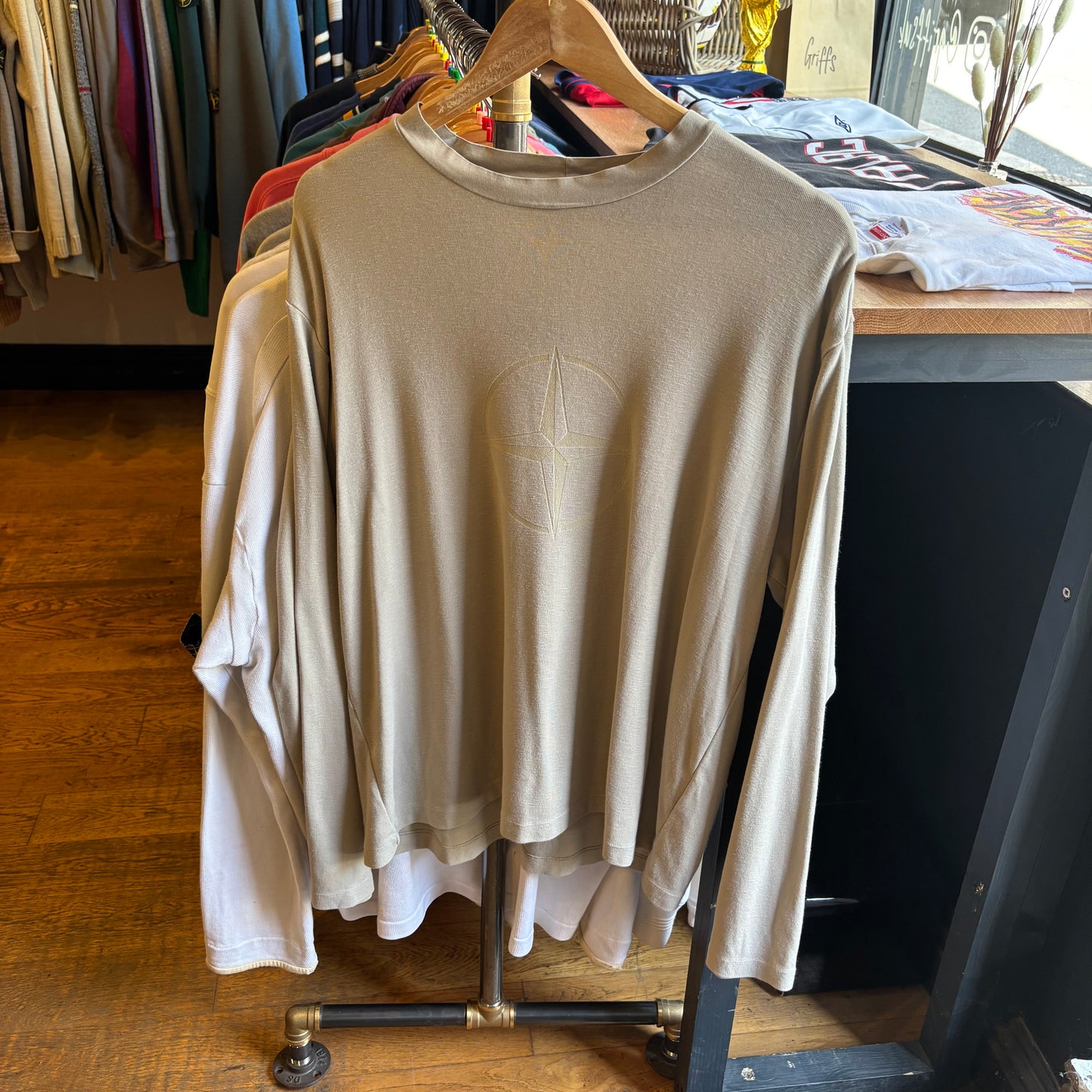 Stone Island S/S 2002 Longsleeve T-Shirt Cream (Large)
