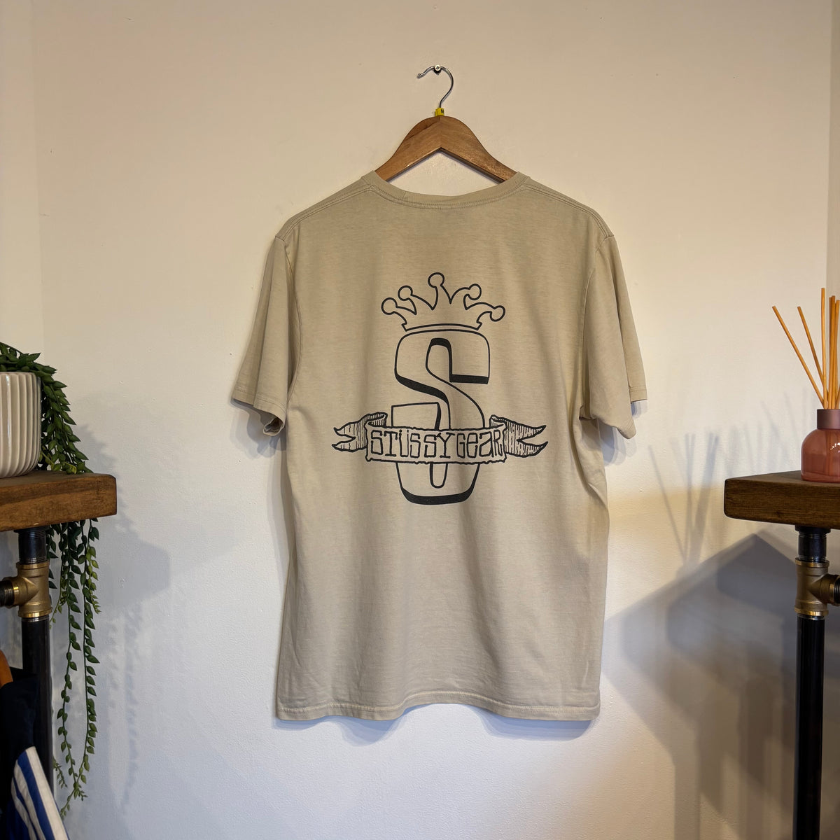 Stussy Gear Banner Tee Smoke Cream (Medium)