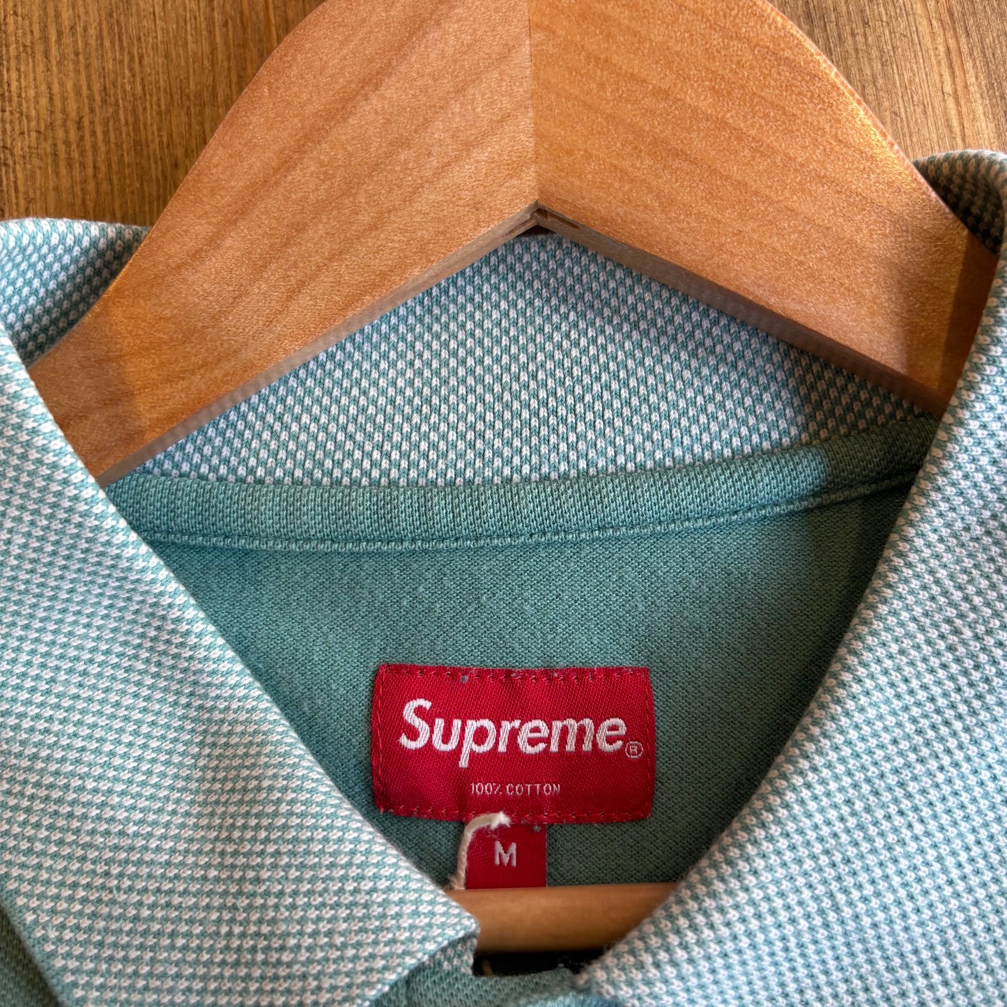 Supreme FW15 Checker Rib Polo Longsleeve Green (Medium)