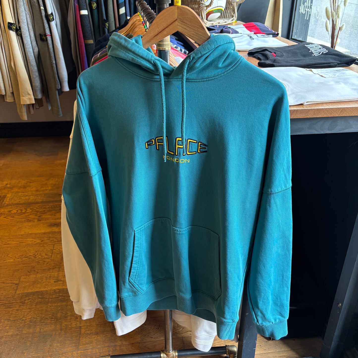 Palace SS22 Spaced Logo Drop Shoulder Hoodie Blue (Medium)