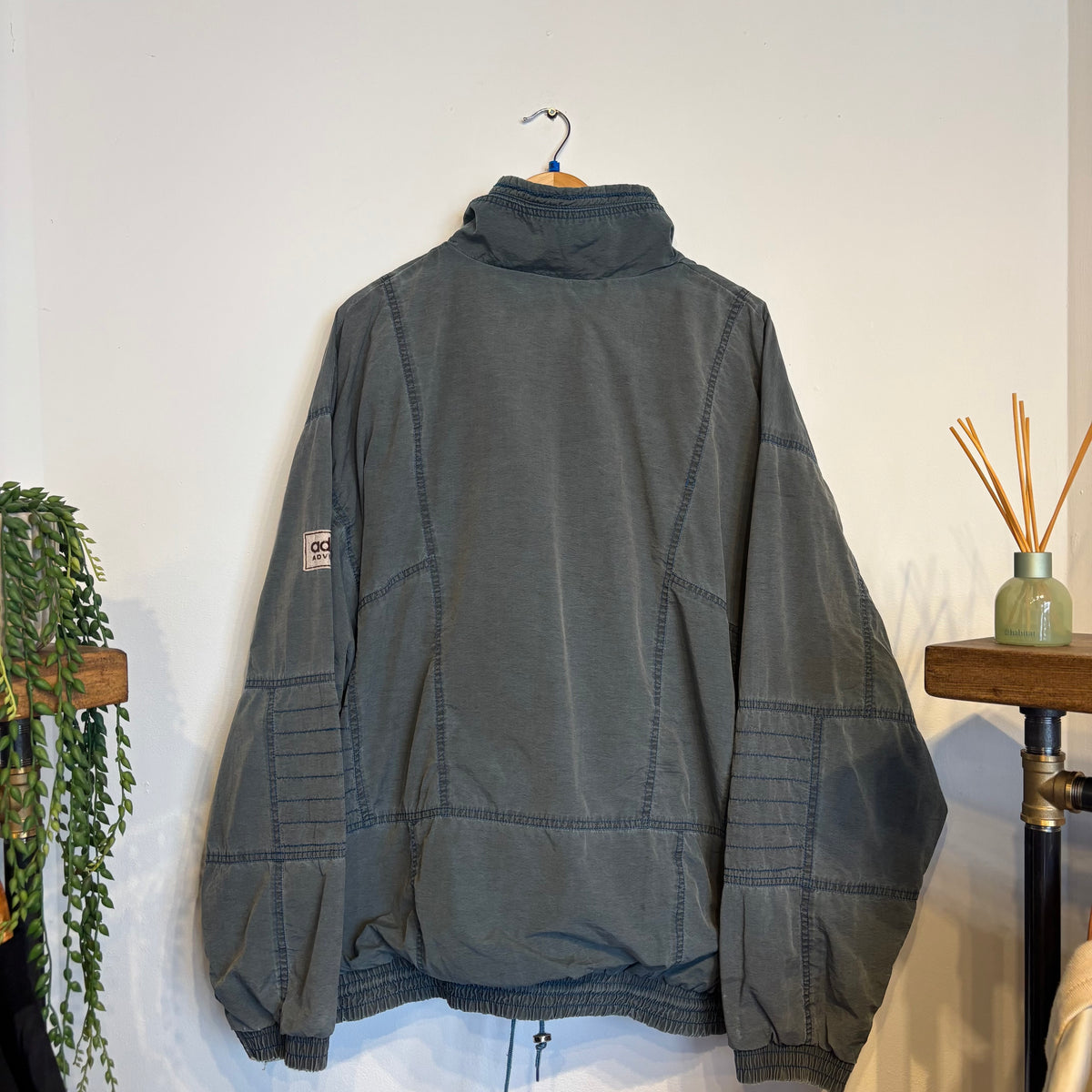 Adidas Quarter Zip Workwear Style Jacket Washed Grey (XXL)