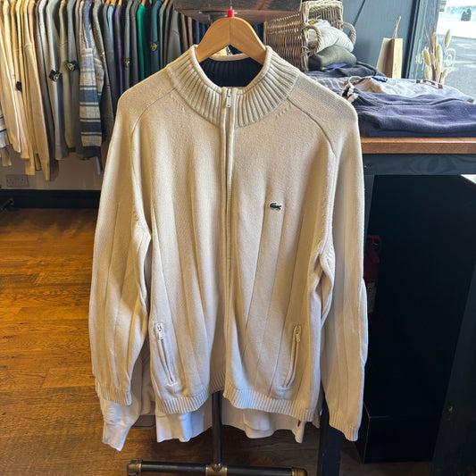 Lacoste Full Zip Knit Jumper Cream (Large)