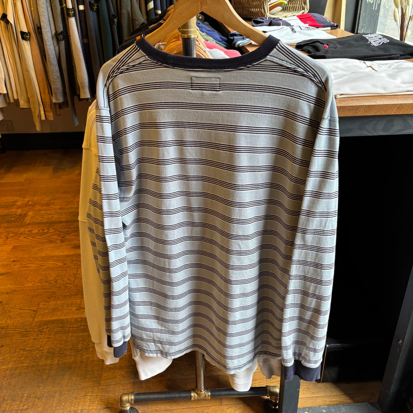 Beams Plus Stripe Longsleeve T-Shirt Grey (XL)