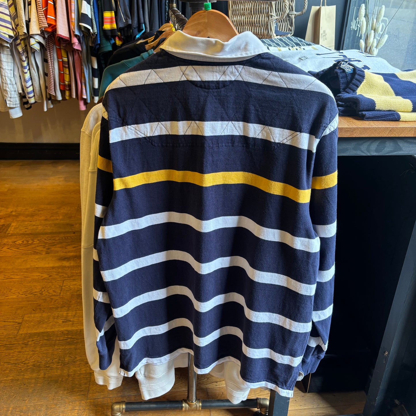 Ralph Lauren Longsleeve Rugby Polo Shirt Navy/ White (XL)