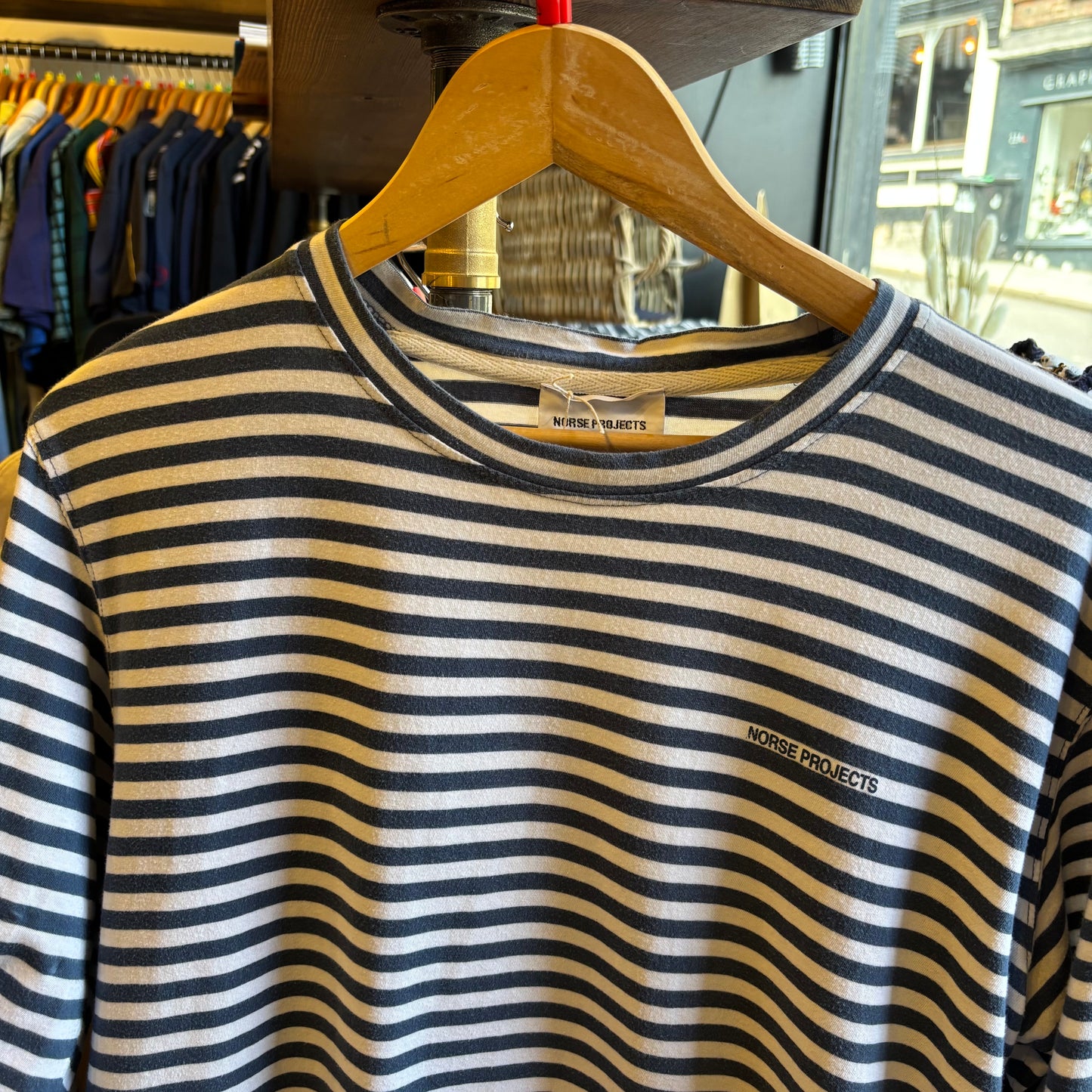 Norse Projects Jams Logo Stripe Longsleeve Blue/ White (Large)