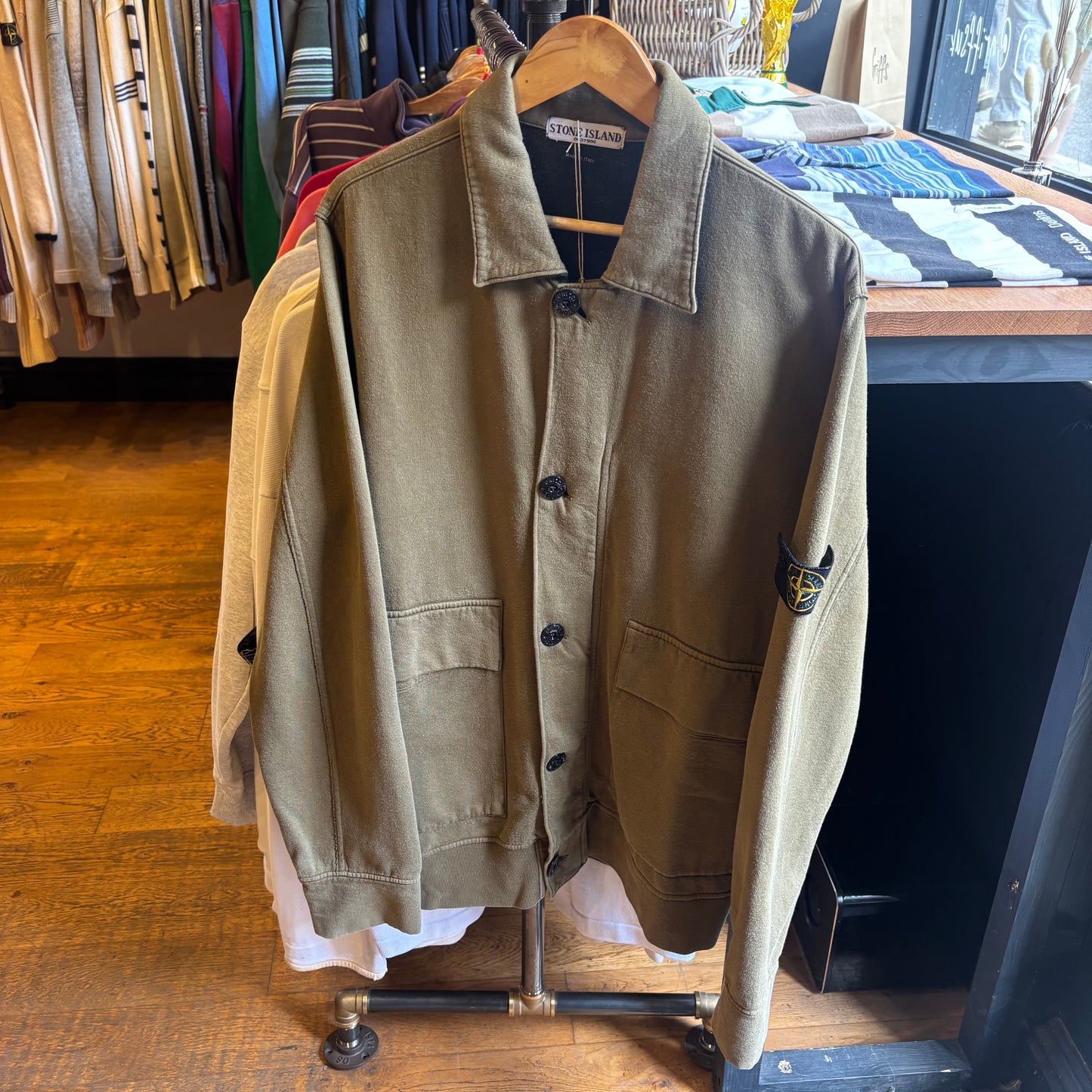 Stone Island 2000's Button Up Cardigan Jacket Green (XL)