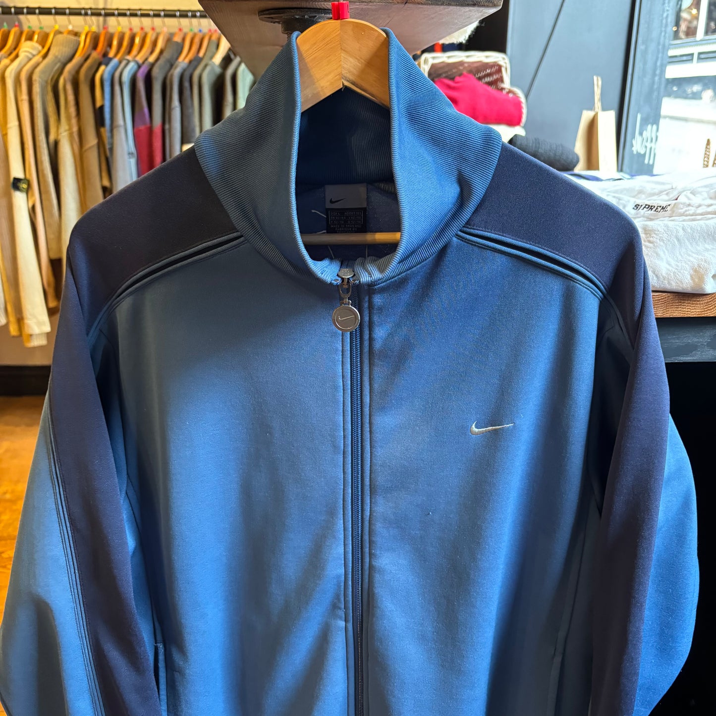 Nike Swoosh Zip Up Track Jacket Blue (Large)