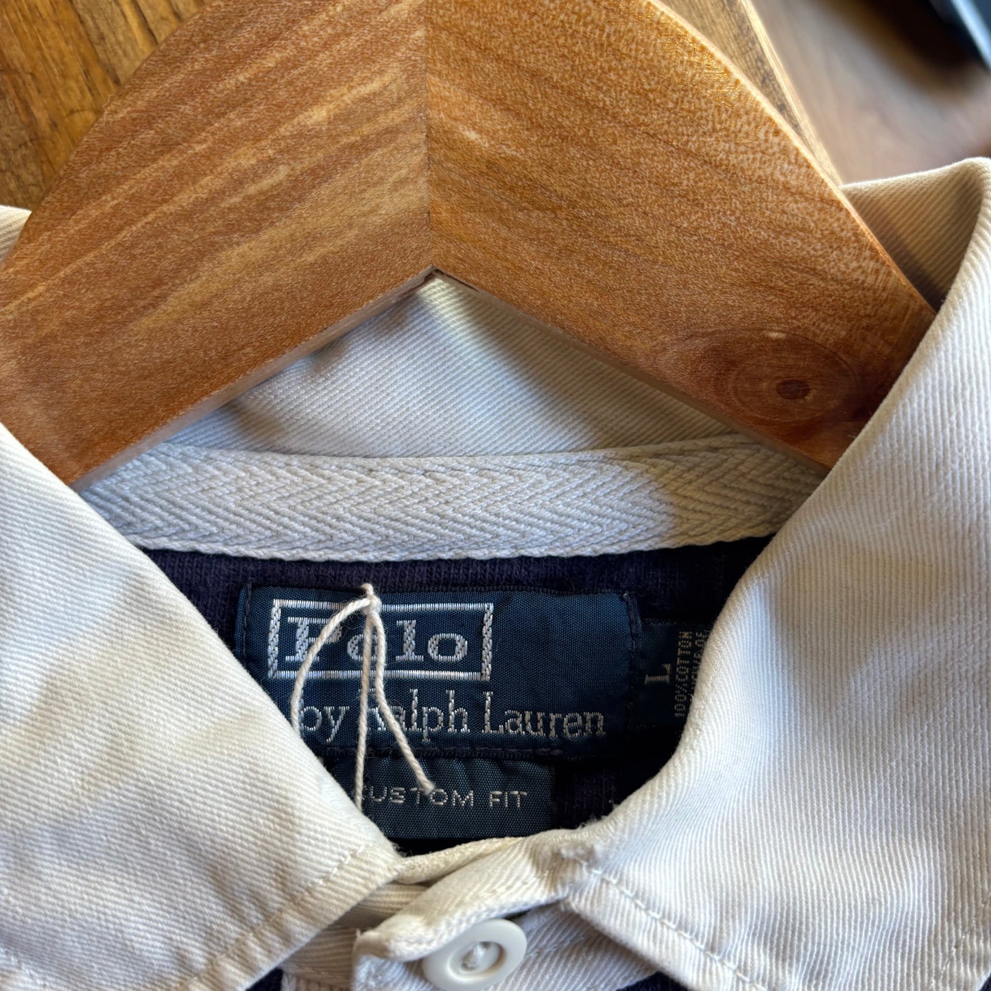 Ralph Lauren Stripe Longsleeve Rugby Shirt White/ Navy (Large)