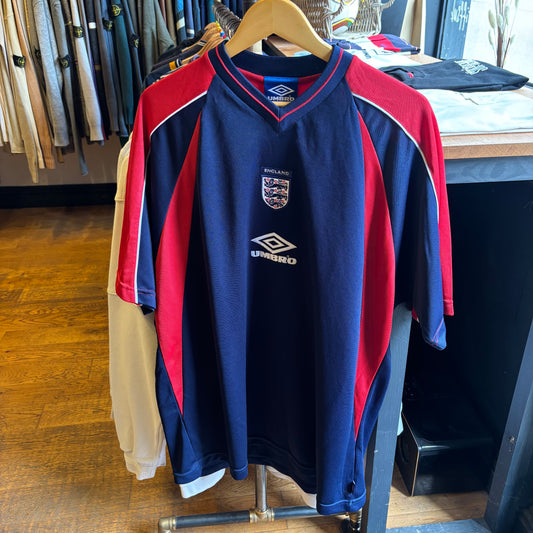 England Umbro 1999/01 Training Shirt Navy/ Red (XL)