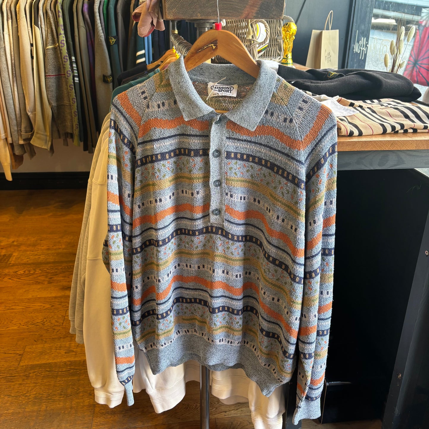 Missoni Sport Italian Pullover Polo Jumper Blue (Large)