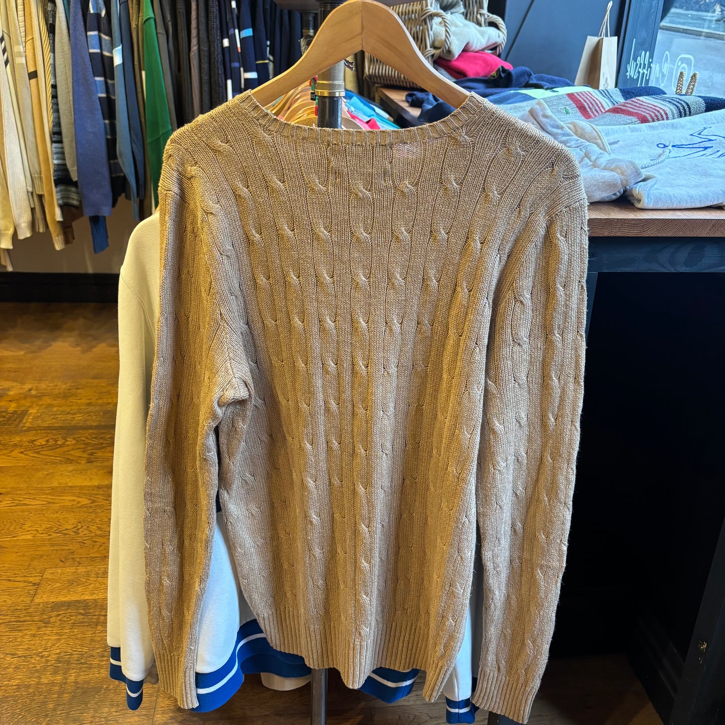 Ralph Lauren Silk Cable Knit Jumper Beige (Large)
