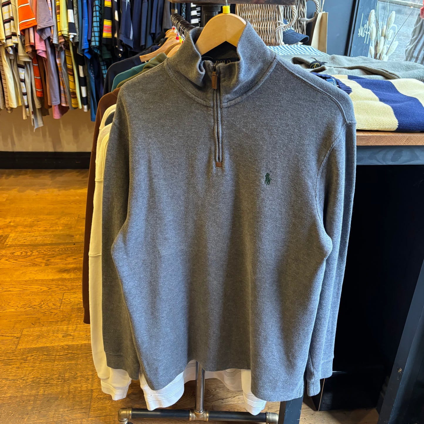 Ralph Lauren Quarter Zip Jumper Grey (Medium)