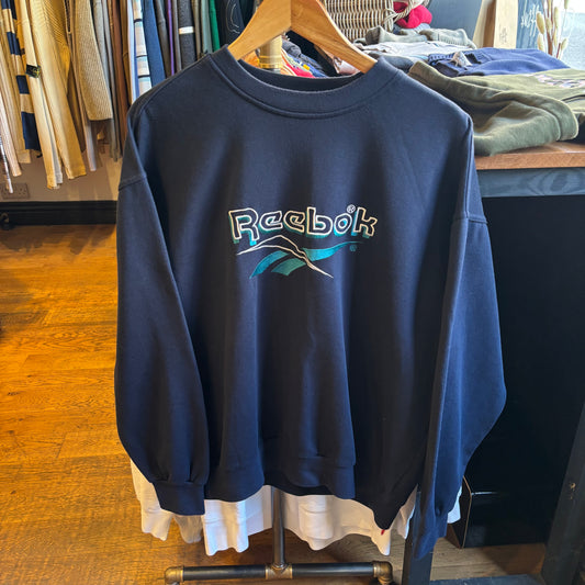 Reebok Spellout Oversized Sweatshirt Navy (Large)