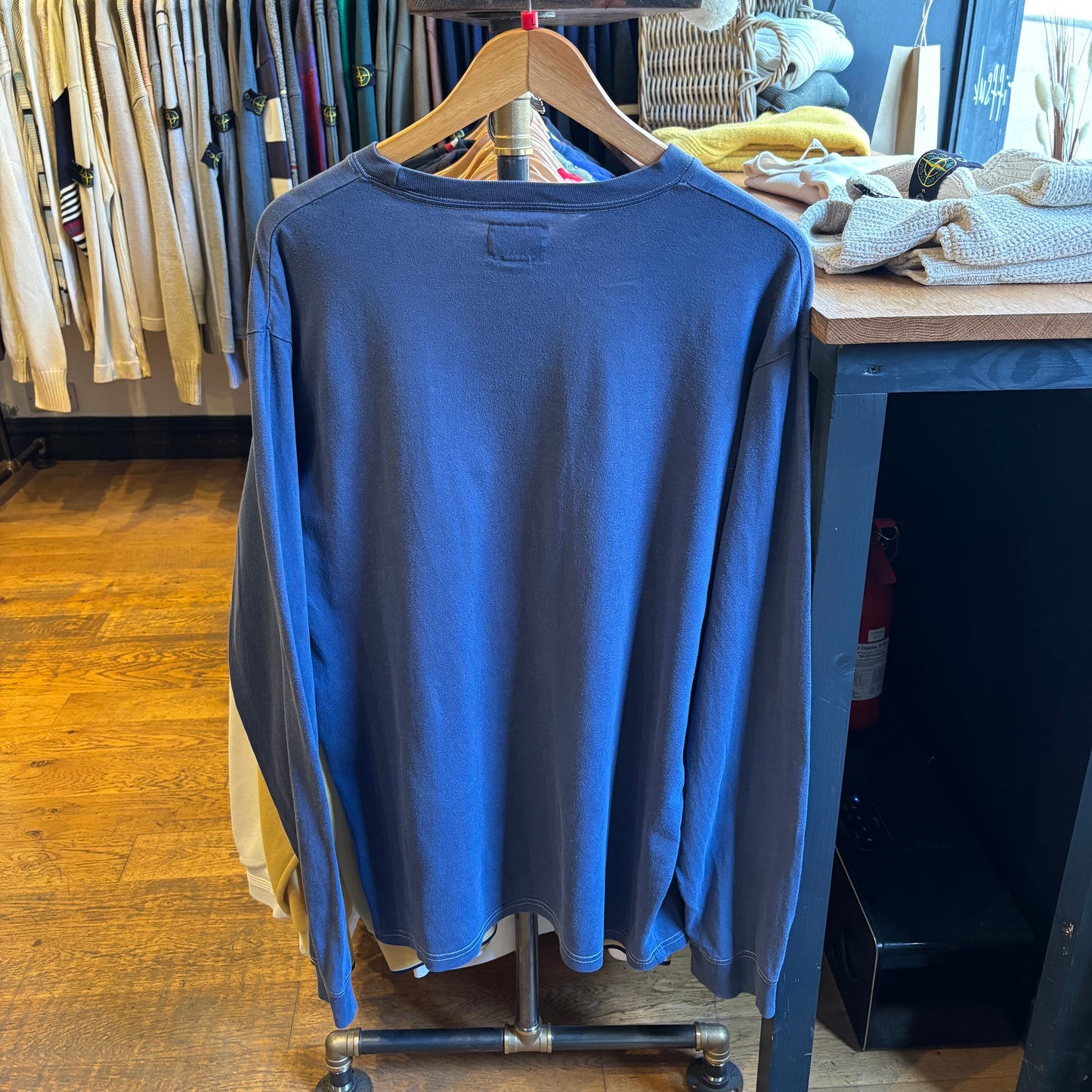 Stussy Overdyed Pocket Longsleeve T-Shirt Navy (Large)