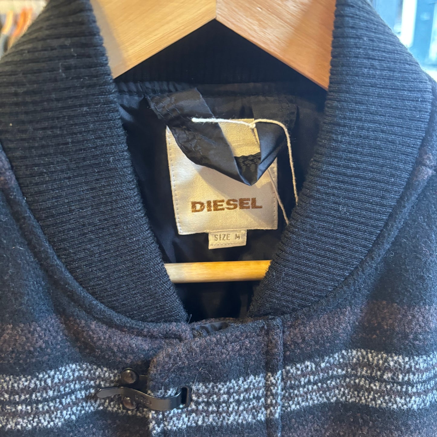 Diesel Striped Wool Clasp Jacket Black (Medium)