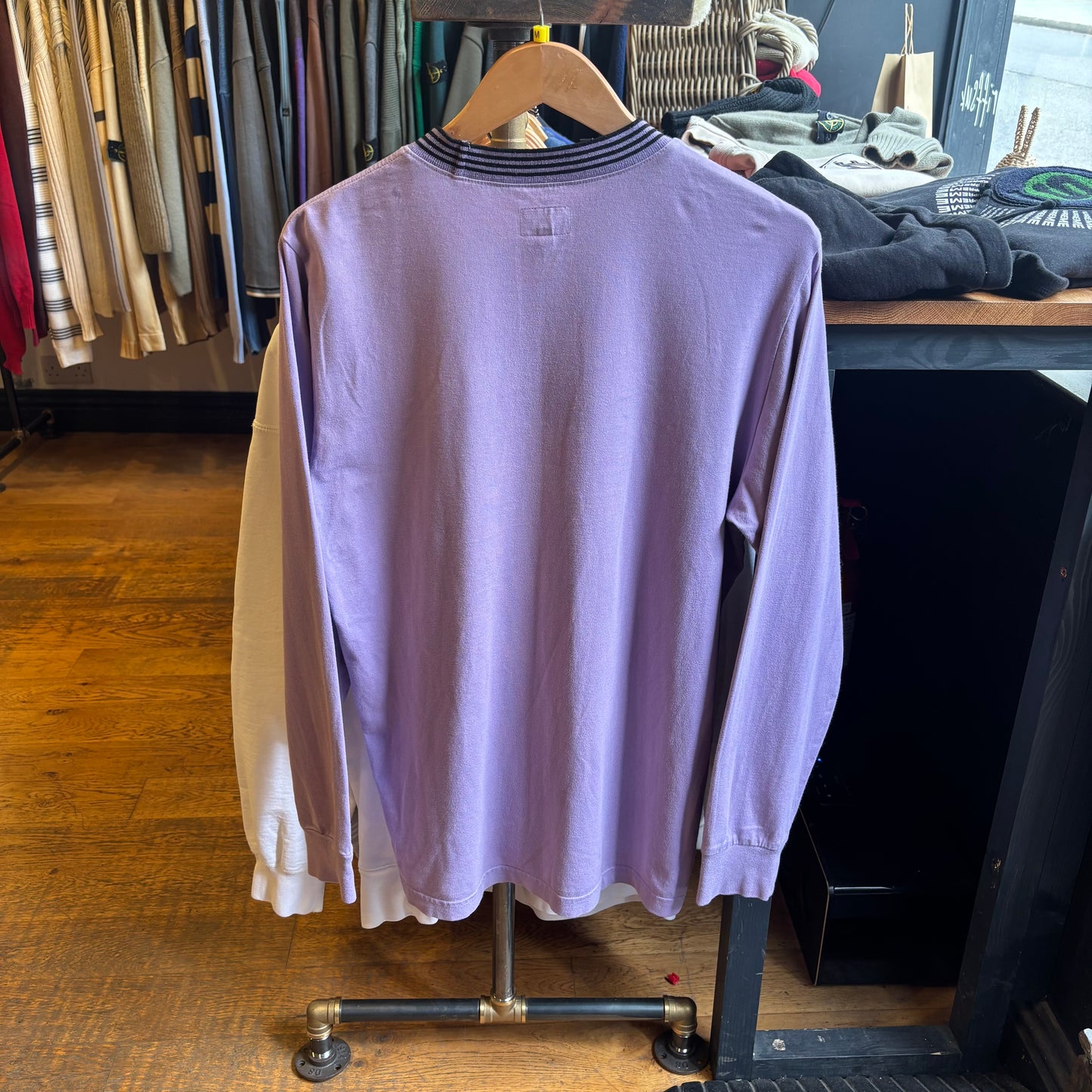 Supreme SS17 Rib Logo Longsleeve T-Shirt Purple (Large)