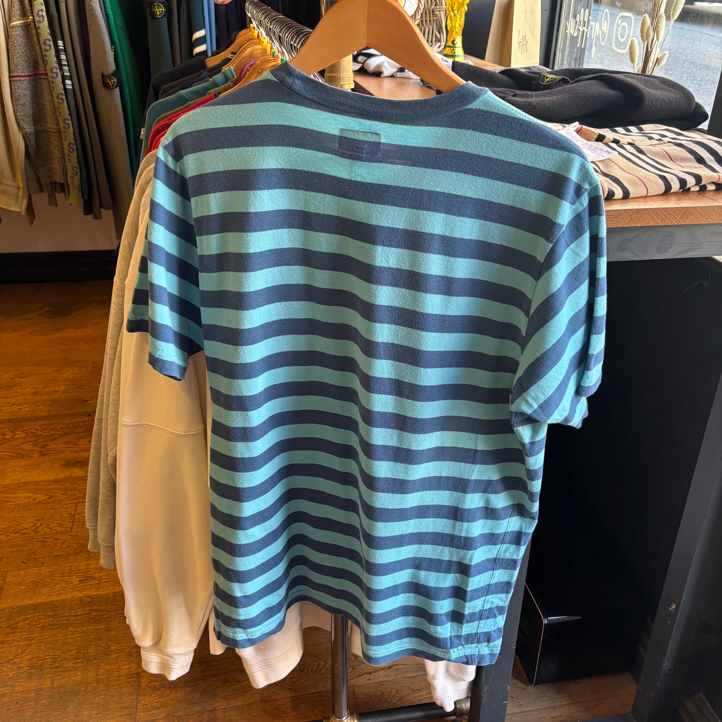 Supreme SS18 Bar Stripe T-Shirt Blue (Medium)