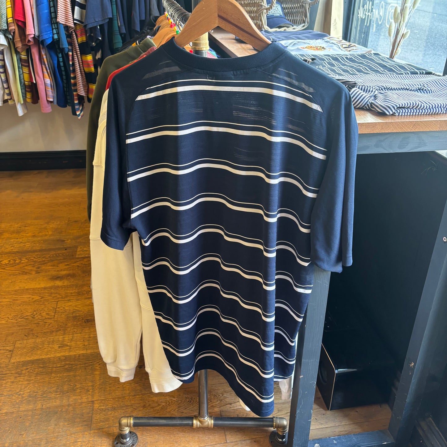 Nike T90 Striped Sports T-Shirt Navy/ White (XL)