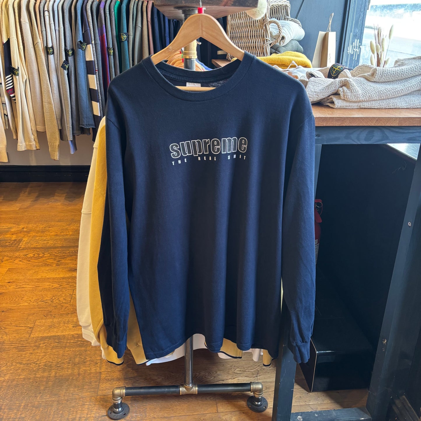 Supreme SS19 The Real Shit Longsleeve T-Shirt Navy (Large)