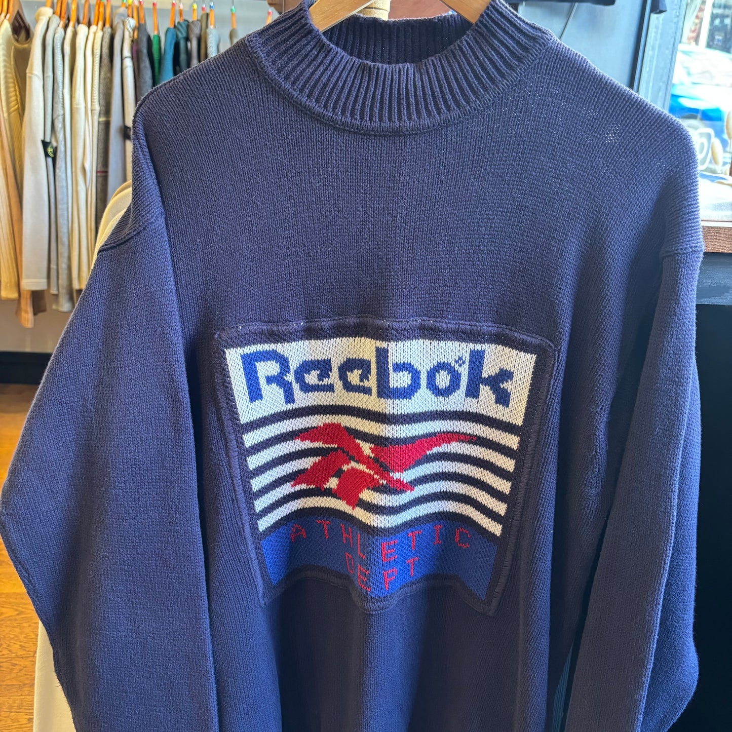 Reebok Athletic Department Pullover Knit Jumper Navy (Large)
