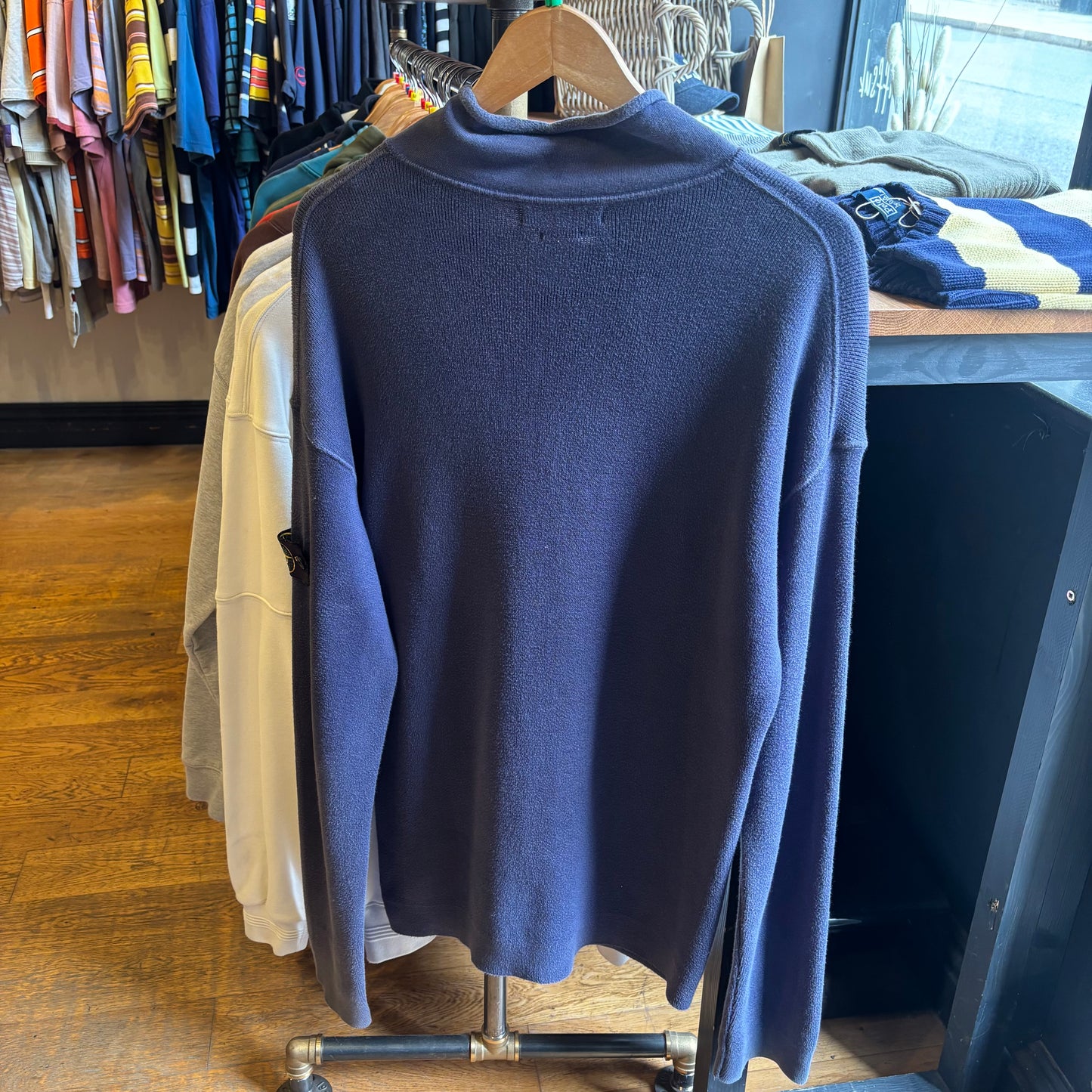 Stone Island S/S 2004 Full Zip Knit Jumper Blue (XL)