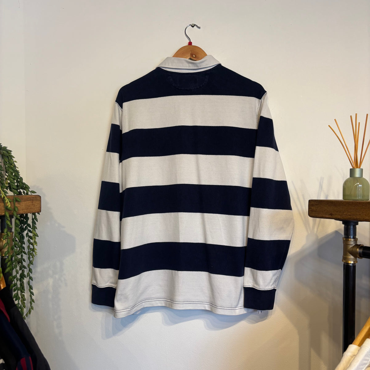 Ralph Lauren Longsleeve Stripe Rugby Shirt Navy/ White (Large)