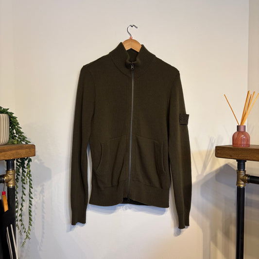 Stone Island A/W 2024 Full Zip Knit Jumper Khaki (Small)