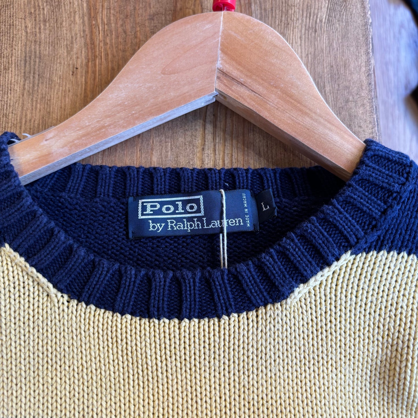 Ralph Lauren Stripe Pullover Knit Jumper Navy/ Yellow (Large)