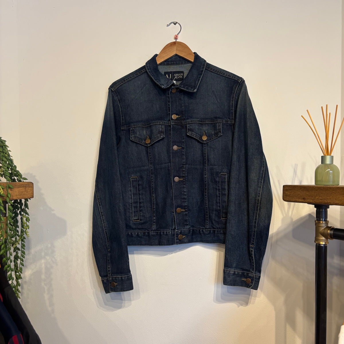 Armani Jeans Denim Button Up Jacket Navy (Small)