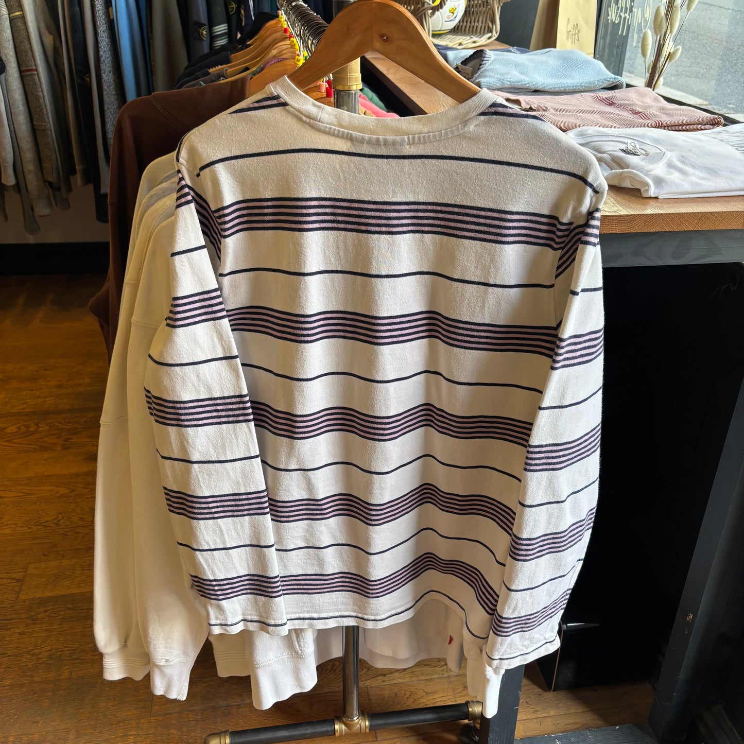 Stussy Asher Longsleeve Stripe T-Shirt White (Small)
