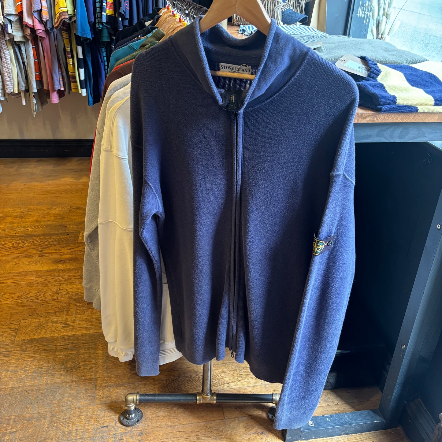 Stone Island S/S 2004 Full Zip Knit Jumper Blue (XL)