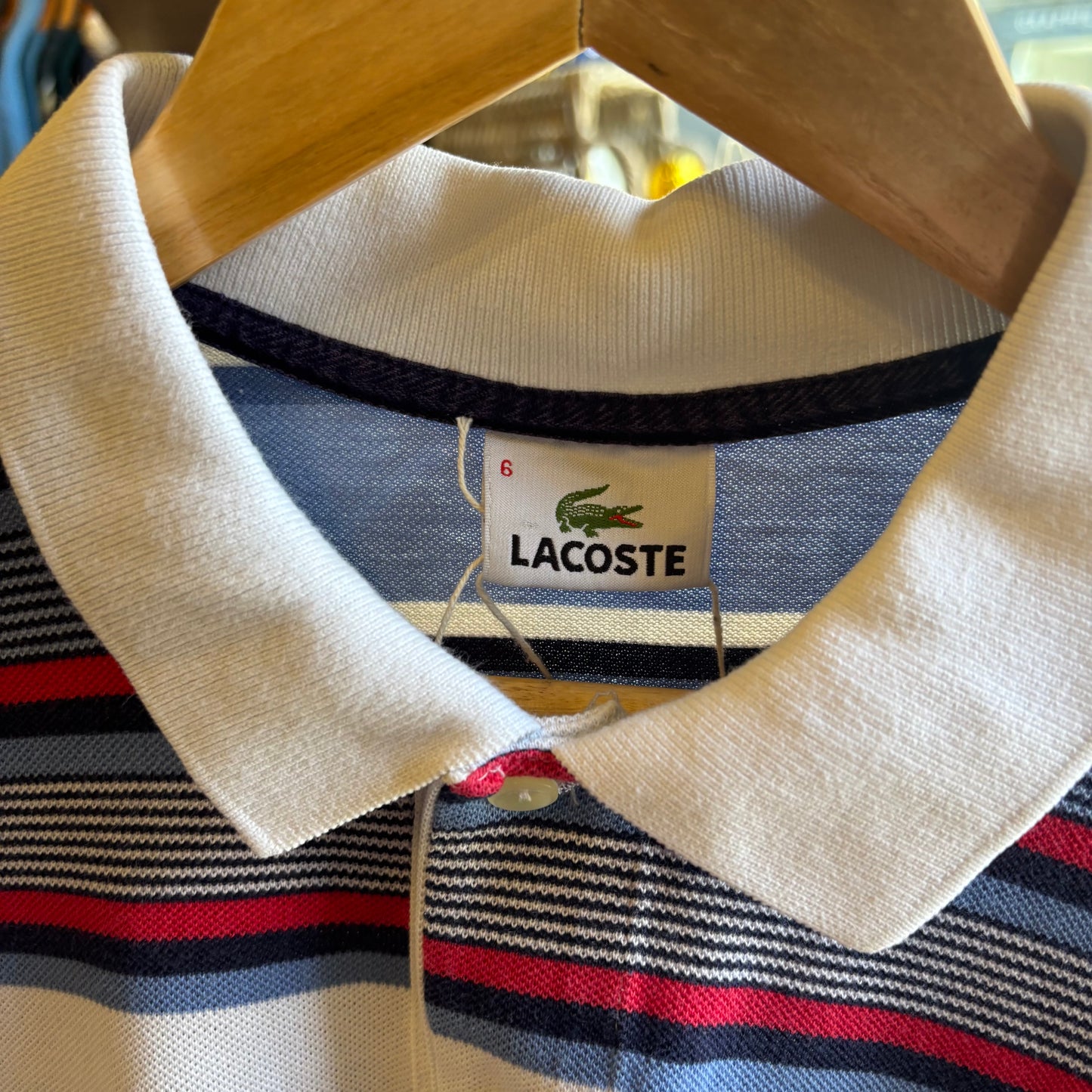 Lacoste Stripe Polo Shirt Blue (Large)
