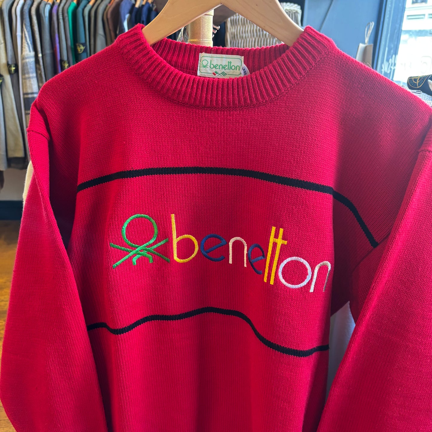 Benetton Spellout Oversized Pullover Knit Jumper (XL)
