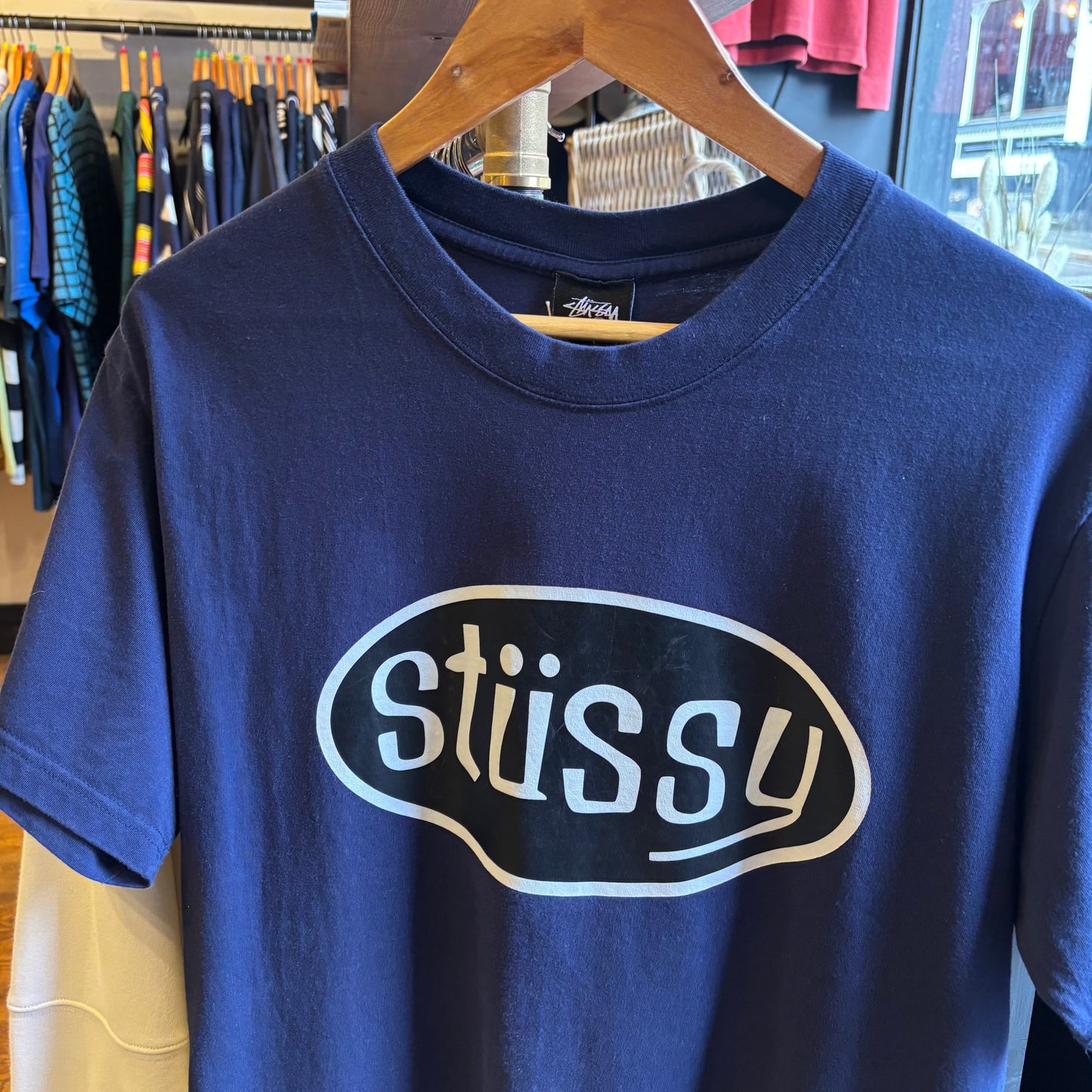 Stussy Pitstop Print T-Shirt Navy (Small)