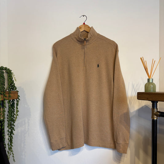 Ralph Lauren Quarter Zip Pullover Jumper Beige (Large)