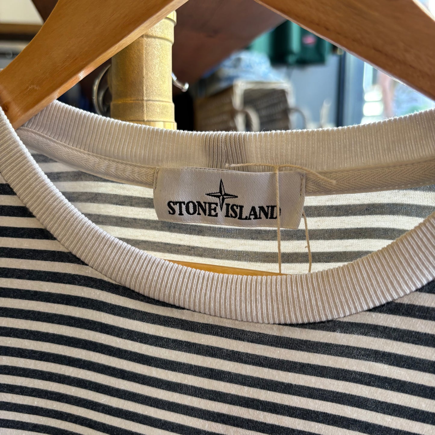 Stone Island S/S 2017 Marina Stripe Longsleeve T-Shirt Navy/ White (Small)