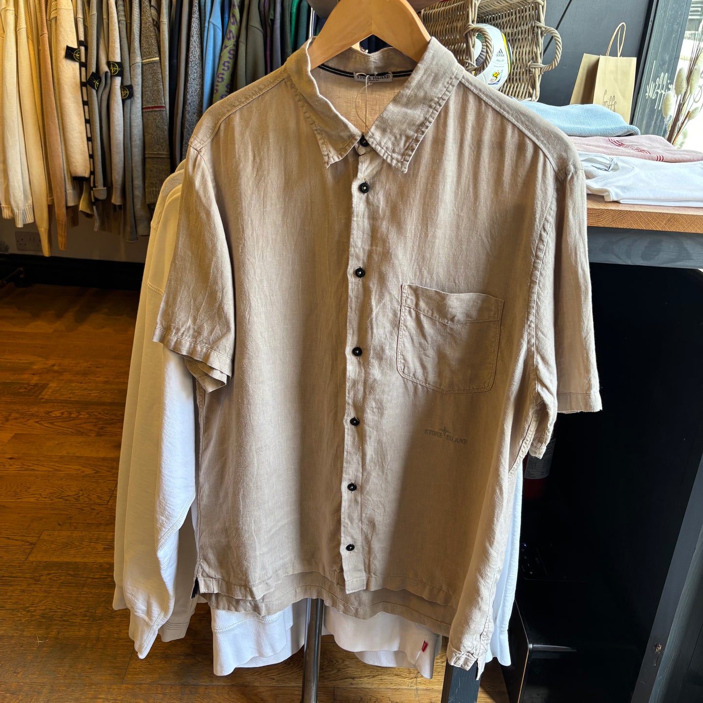 Stone Island S/S 2007 Linen Button Shirt Beige (XL)