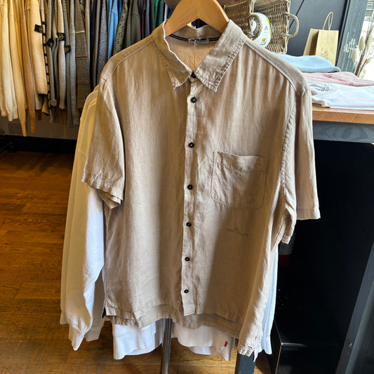 Stone Island S/S 2007 Linen Button Shirt Beige (XL)