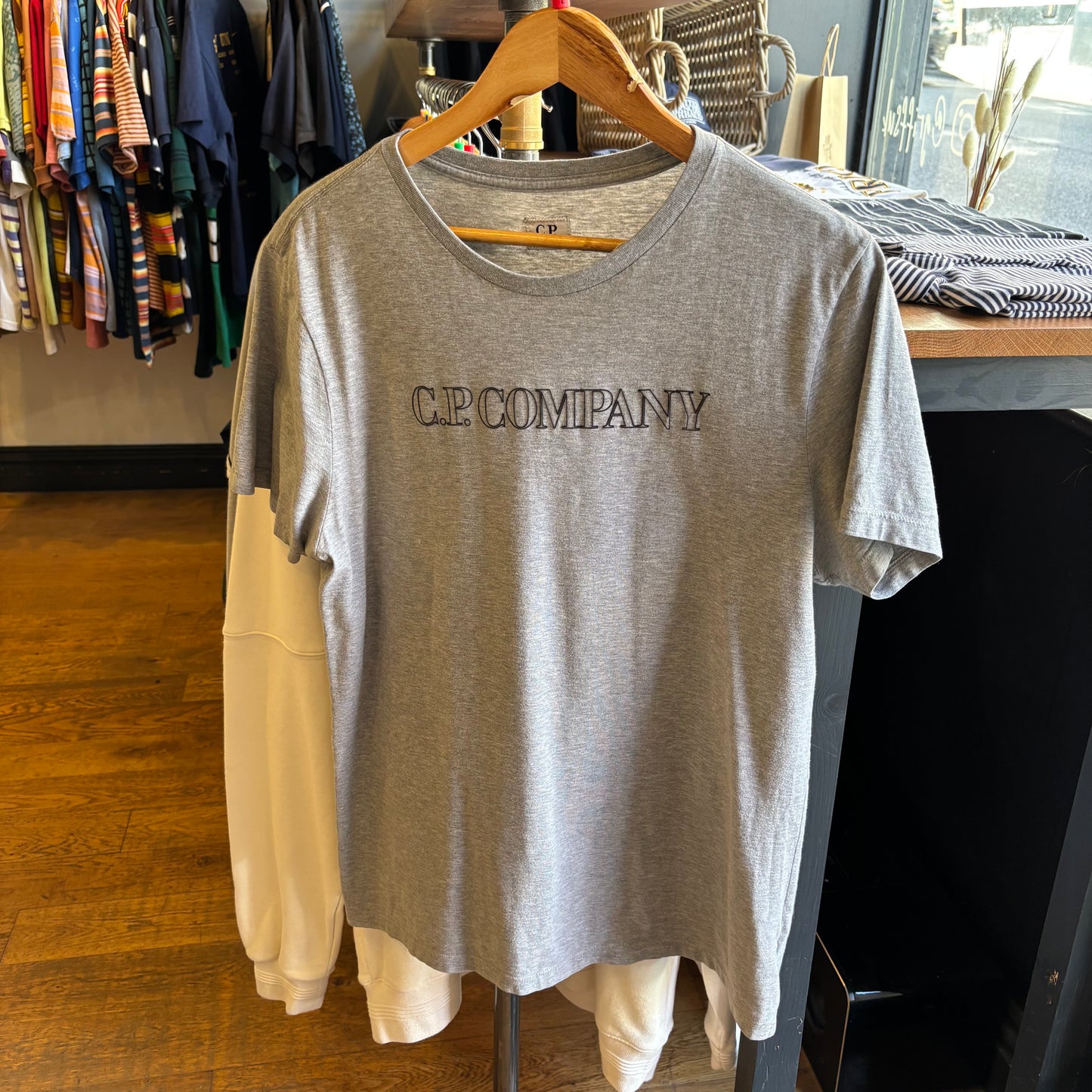 CP Company Rubber Spellout T-Shirt Grey (Large)