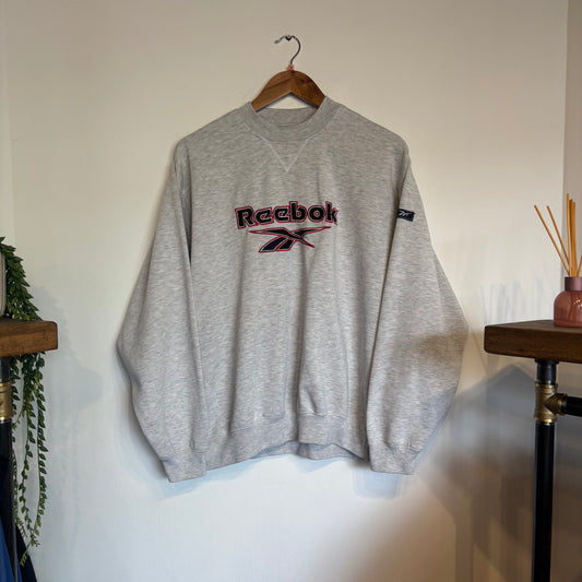 Reebok Spellout Oversized Sweatshirt Grey (Small)