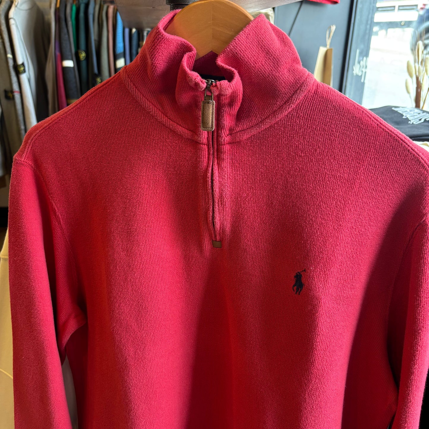 Ralph Lauren Quarter Zip Pullover Jumper Red (Small)