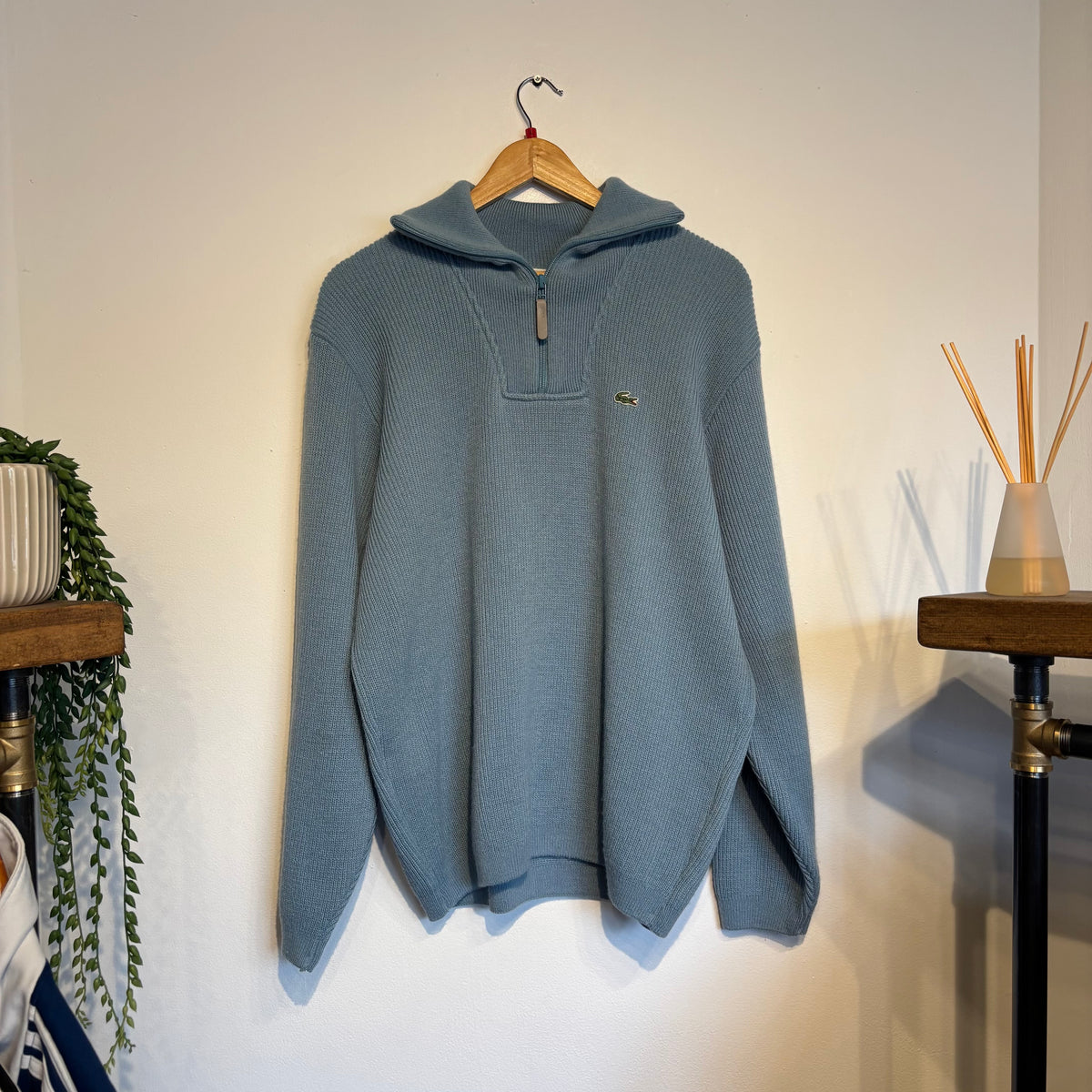 Lacoste Quarter Zip Pullover Knit Jumper Light Blue (XL)
