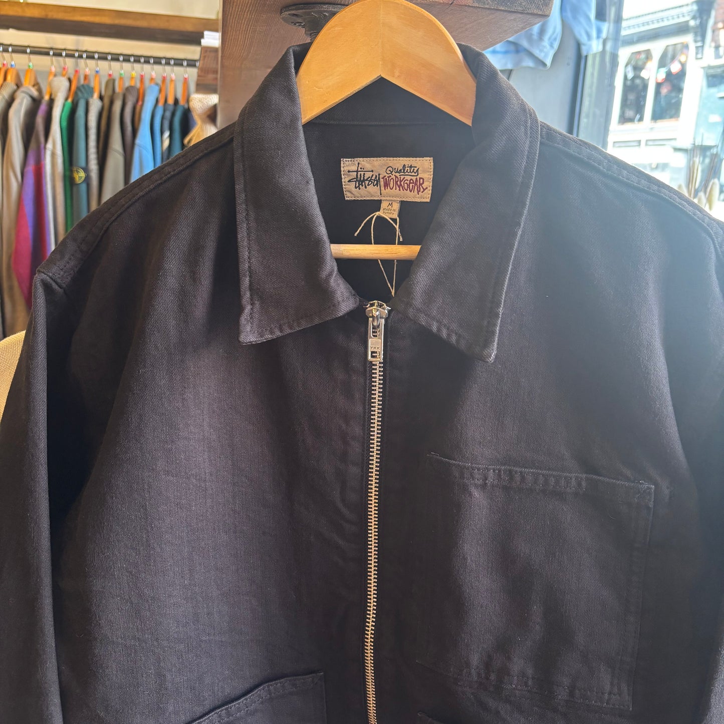 Stussy Overdyed Zip Work Jacket Black (Medium)